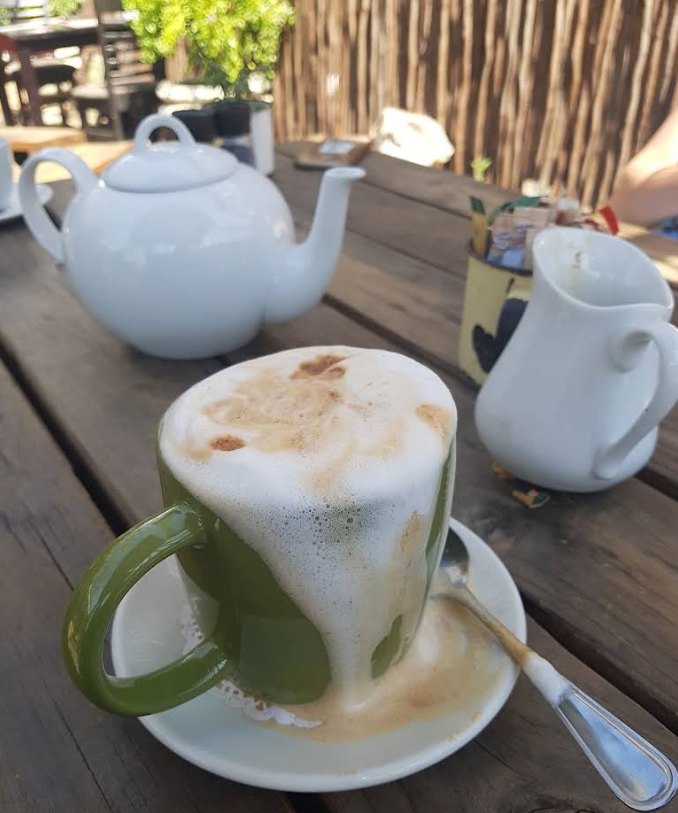 Cafe latte on the verandah